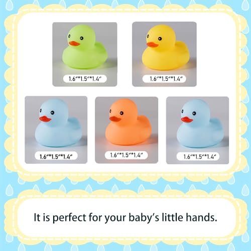 Set of 50 Multicolor Mini Rubber Ducks – Squeaky, Floatable Bath Toys for Kids, Party Favors, and Classroom Rewards