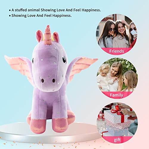 Sew Butiful 8 Inch Unicorn Stuffed Animals Set of 4 - Soft Plush Toys for Girls, Birthday Gift (Pink, Blue, Purple, White)