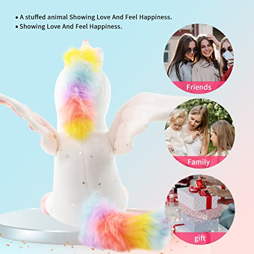 Sew Butiful 8" White Unicorn Plush – Soft Stuffed Animal with Gold Horn & Pink Wings for Kids Ages 3-8
