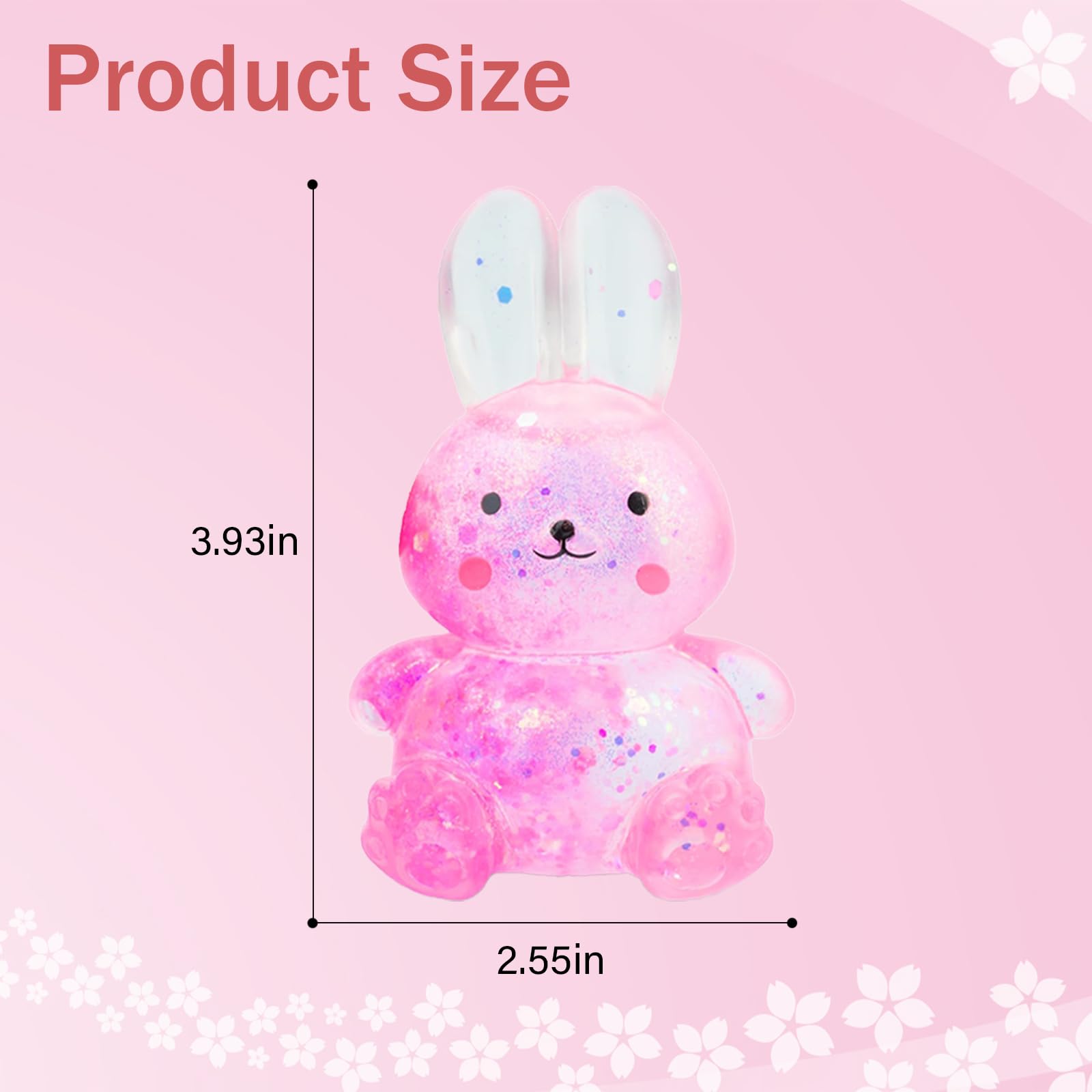 Sezua Glitter Rabbit Squishy Stress Ball – Soft Maltose Gel Fidget Toy for Kids and Adults