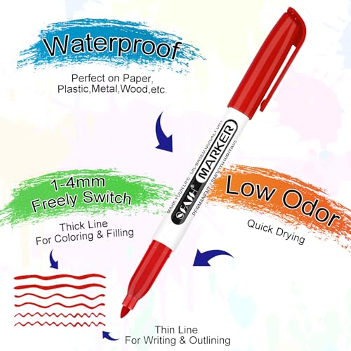 SFAIH 36 Colors Permanent Markers – Fine Point, Quick-Drying, Fade Resistant for Paper, Plastic, Wood
