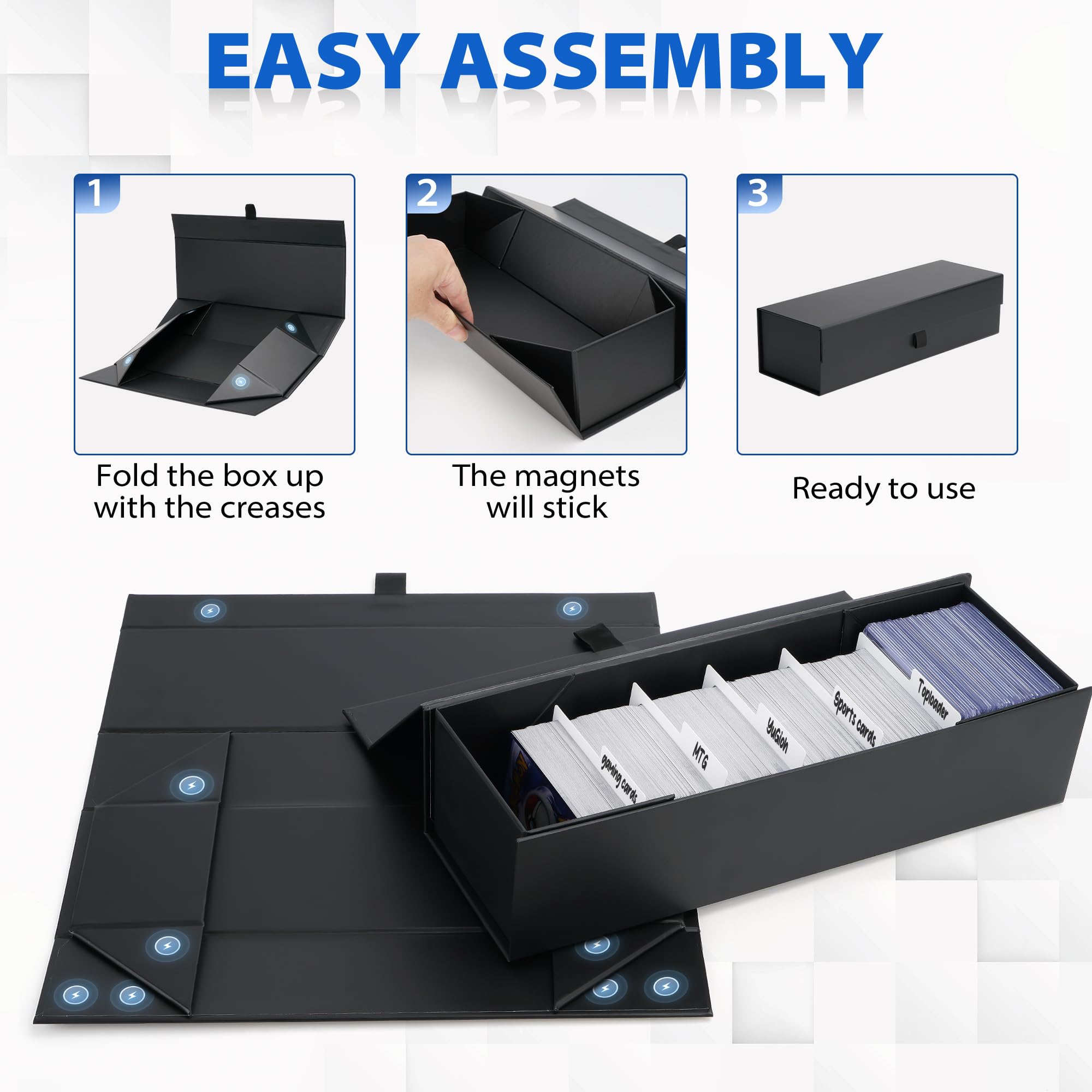 SFSOC Magnetic Storage Box for Toploaders – 200-Card Capacity, 5 Dividers, Reinforced Corners