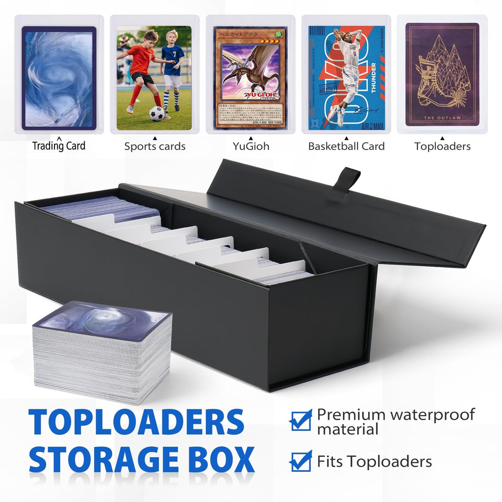 SFSOC Magnetic Storage Box for Toploaders – 200-Card Capacity, 5 Dividers, Reinforced Corners