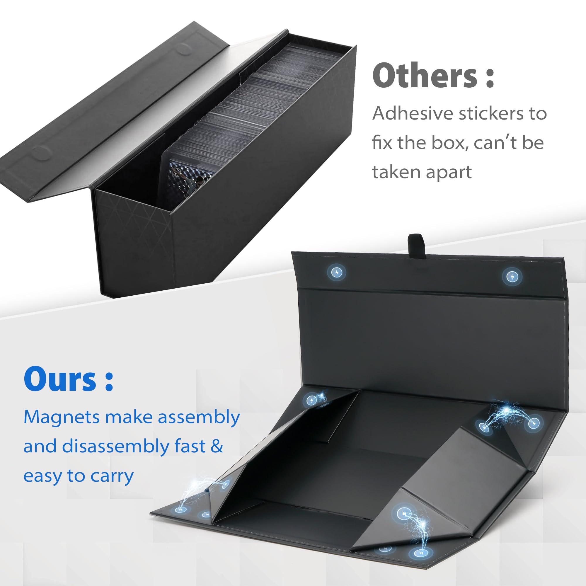 SFSOC Magnetic Storage Box for Toploaders – 200-Card Capacity, 5 Dividers, Reinforced Corners