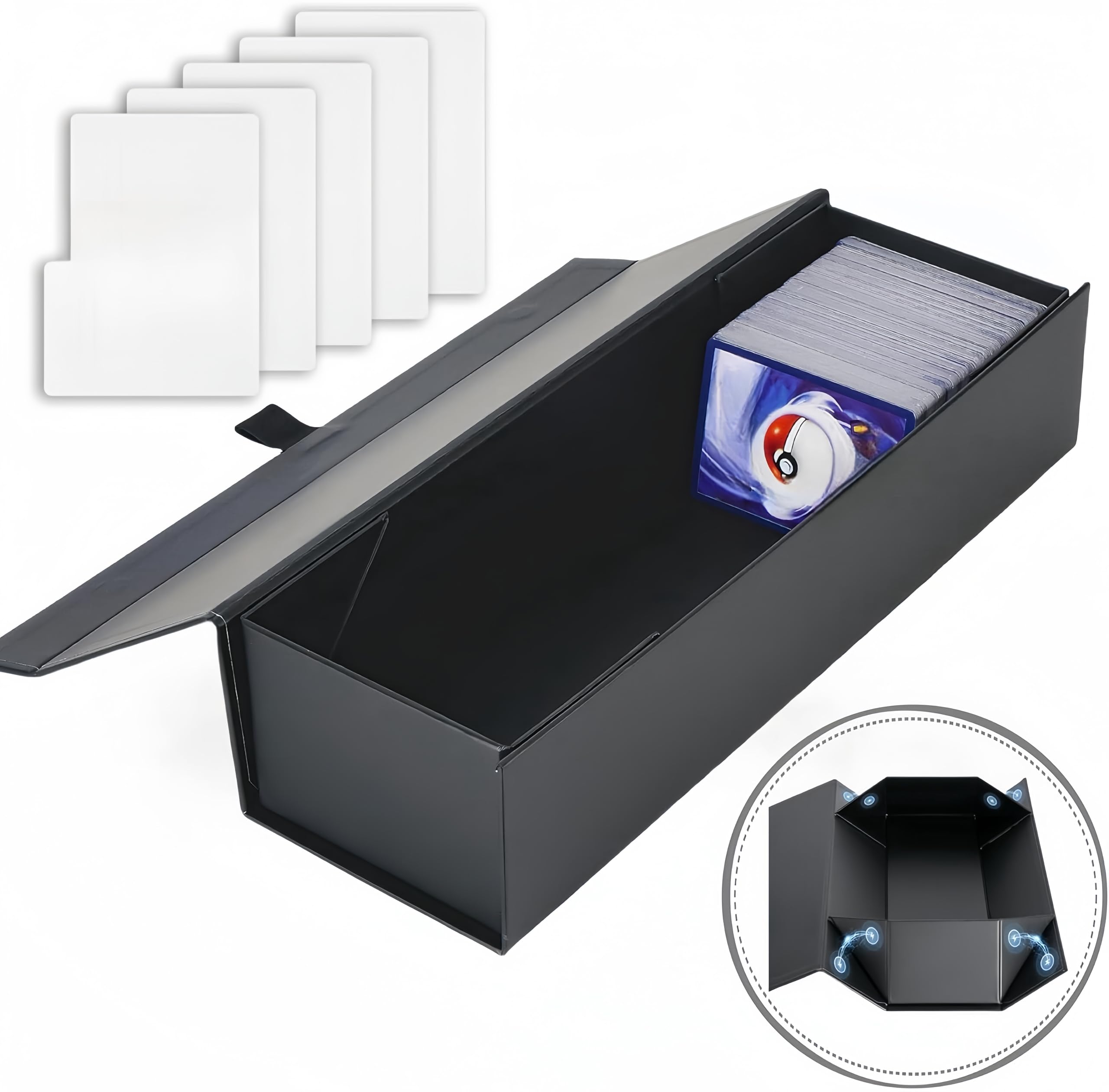 SFSOC Magnetic Trading Card Storage Box with Dividers - Holds 900+ Cards for TCG, Sports Cards