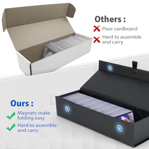 SFSOC Magnetic Trading Card Storage Box with Dividers - Holds 900+ Cards for TCG, Sports Cards