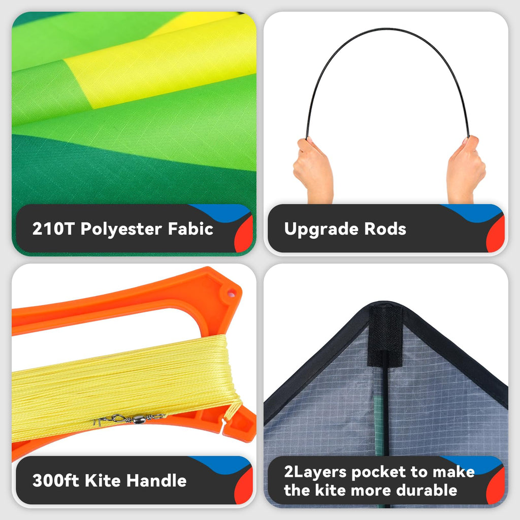 SGftre Delta Kite Set – 55 Inch Easy Launch Kite for Kids and Adults, Perfect for Beach and Park