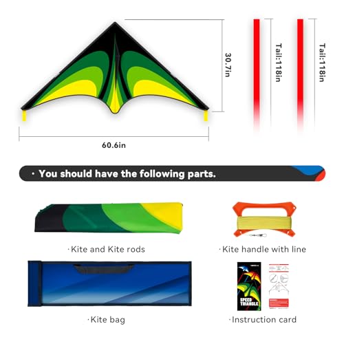 SGftre Delta Kite Set – 55 Inch Easy Launch Kite for Kids and Adults, Perfect for Beach and Park