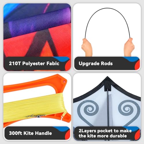 SGftre Sparkling Butterfly Kite - Easy to Fly for Kids and Adults, 140cm x 71cm Fiberglass Frame