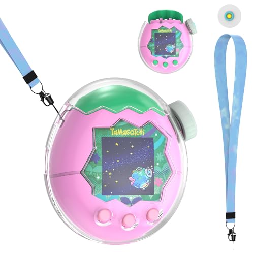 SGHLDE Clear Protective Case for Tamagotchi Paradise - Flip Cover with Dial Guard & Neck Lanyard