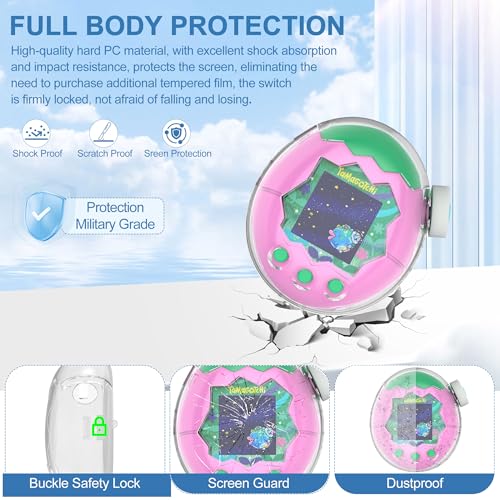 SGHLDE Clear Protective Case for Tamagotchi Paradise - Flip Cover with Dial Guard & Neck Lanyard