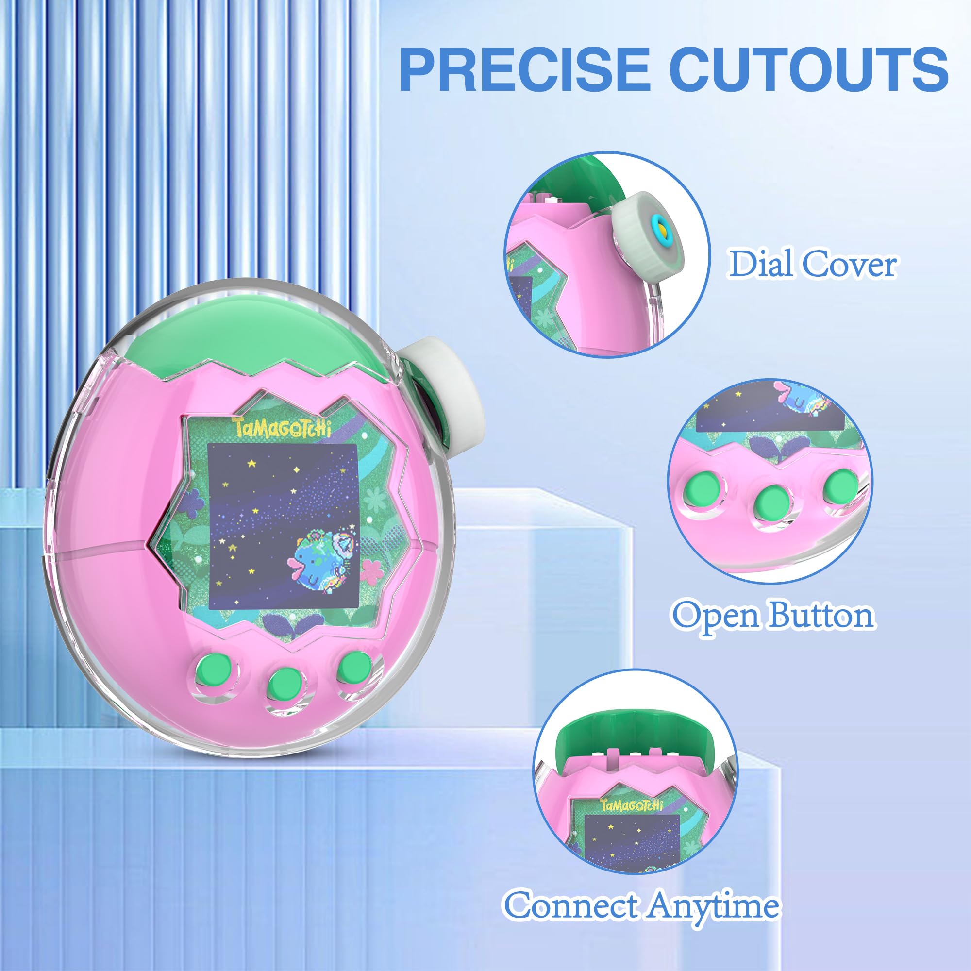 SGHLDE Clear Protective Case for Tamagotchi Paradise - Flip Cover with Dial Guard & Neck Lanyard