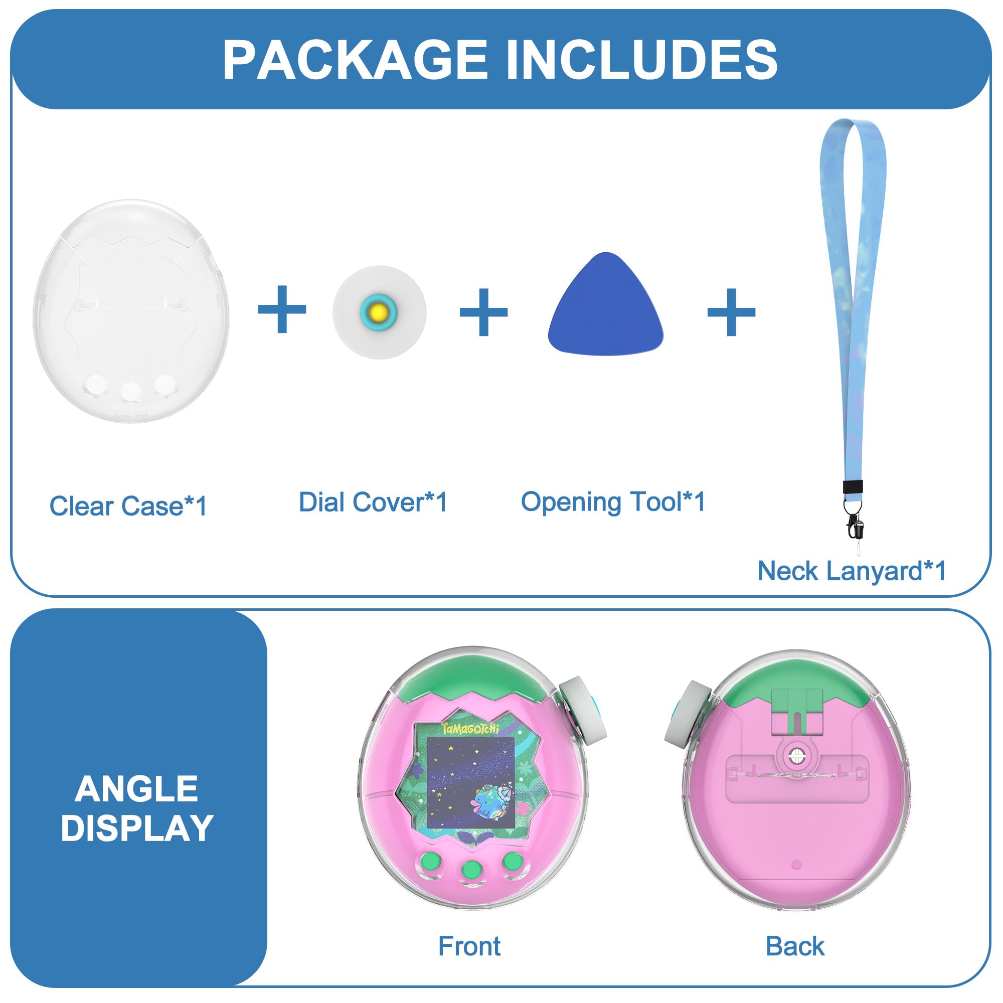 SGHLDE Clear Protective Case for Tamagotchi Paradise - Flip Cover with Dial Guard & Neck Lanyard