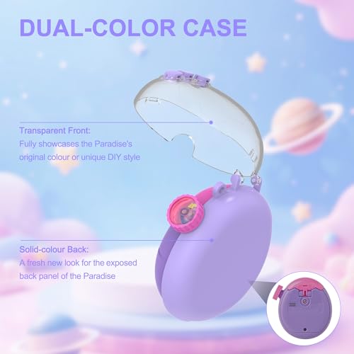 SGHLDE Dual-Color Clear Case for Tamagotchi Paradise with Built-In Screen Guard and Two Carry Straps