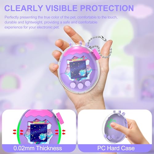 SGHLDE Dual-Color Clear Case for Tamagotchi Paradise with Built-In Screen Guard and Two Carry Straps