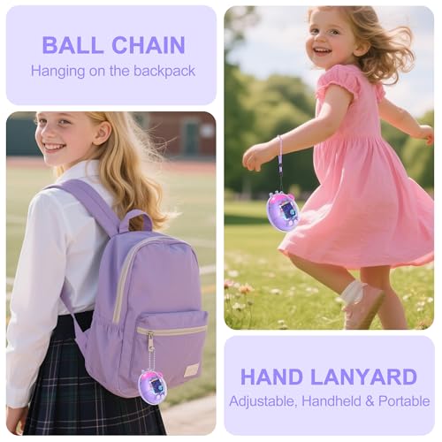 SGHLDE Dual-Color Clear Case for Tamagotchi Paradise with Built-In Screen Guard and Two Carry Straps