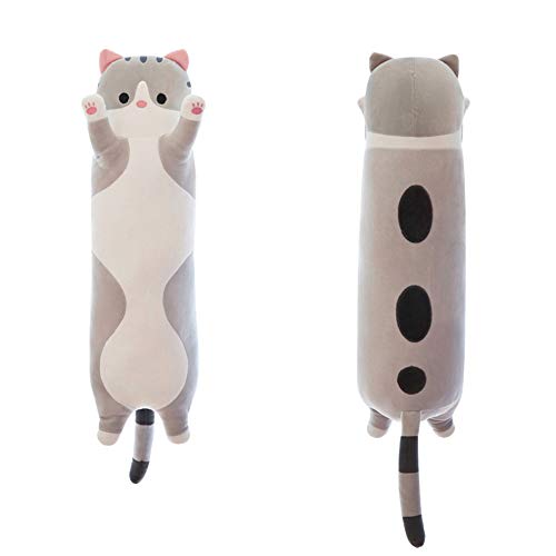 shangman Lovely Plush Cat Doll - Cute Stuffed Kitten Pillow, Soft Hugging Toy for Kids and Adults, Multiple Sizes (Grey, 50cm/19.6in)