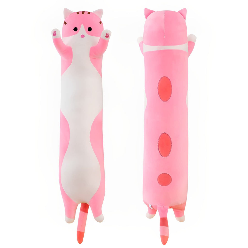 Shangman Lovely Plush Cat Hugging Pillow - Soft Stuffed Kitten Toy (Pink, Multiple Sizes)
