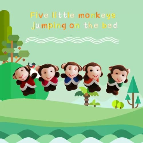 ShaoAngDuoMi 7-Pack Five Little Monkeys Finger Puppets – Soft Plush Storytelling Toys for Toddlers