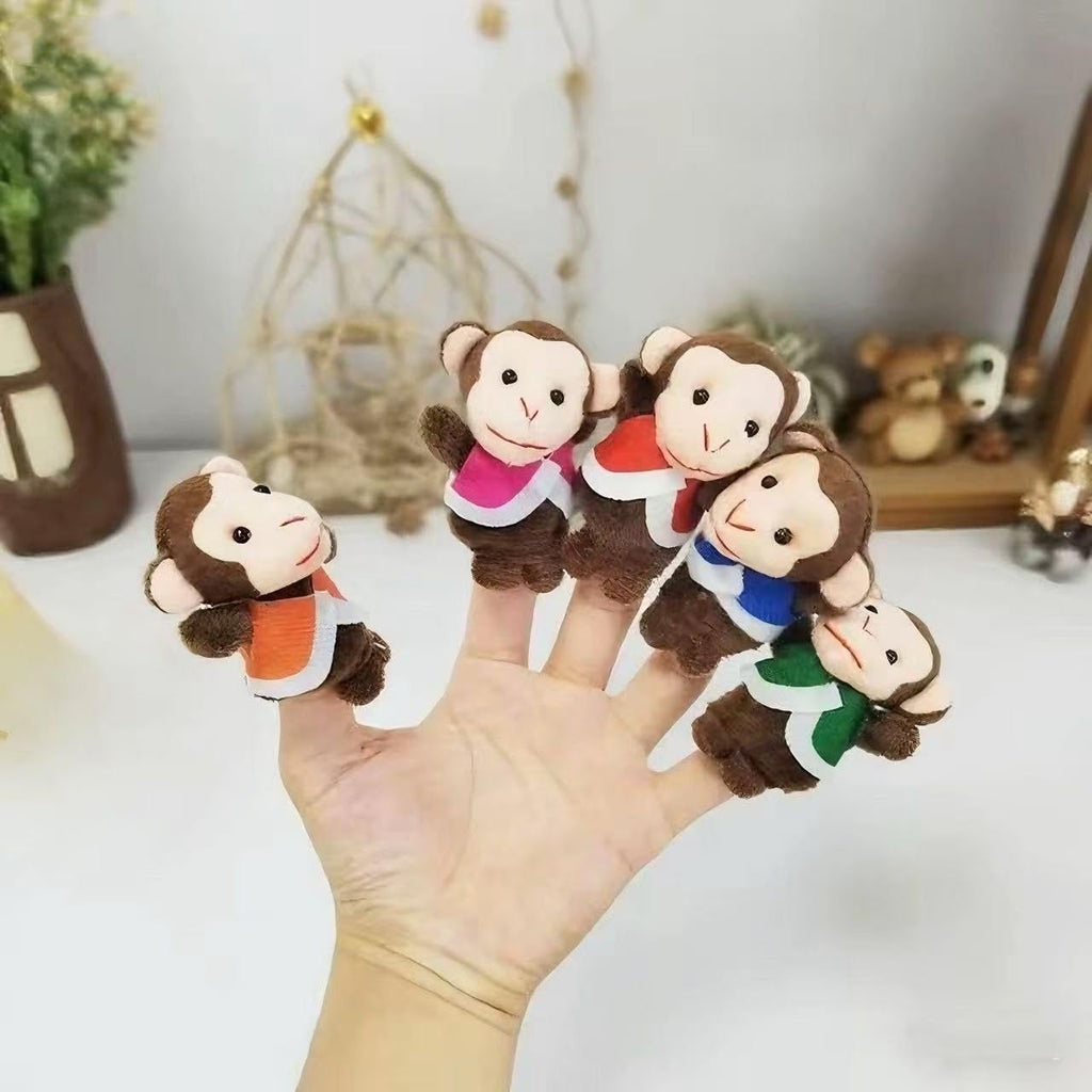 ShaoAngDuoMi 7-Pack Five Little Monkeys Finger Puppets – Soft Plush Storytelling Toys for Toddlers