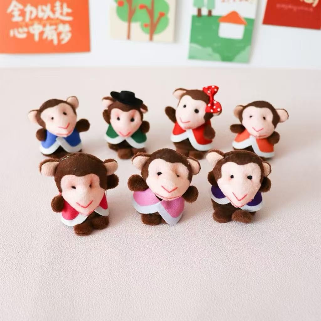 ShaoAngDuoMi 7-Pack Five Little Monkeys Finger Puppets – Soft Plush Storytelling Toys for Toddlers