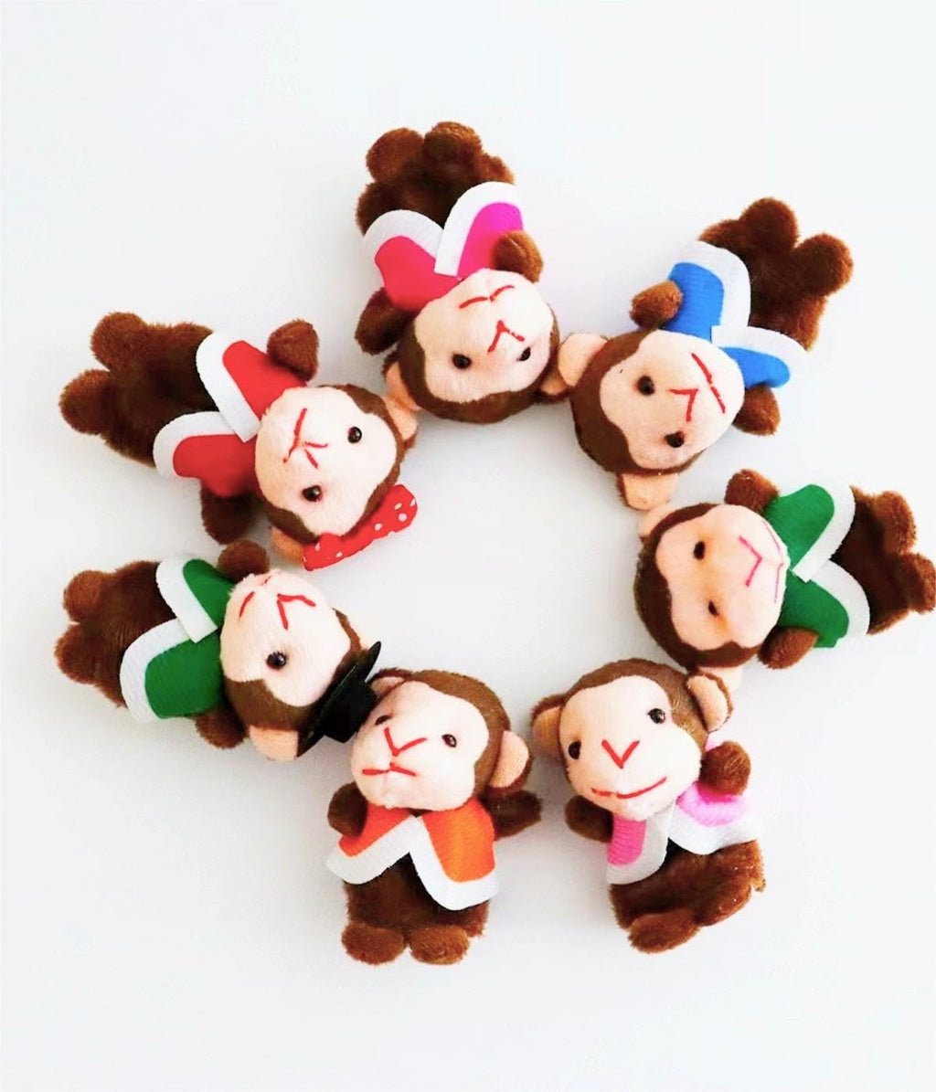 ShaoAngDuoMi 7-Pack Five Little Monkeys Finger Puppets – Soft Plush Storytelling Toys for Toddlers