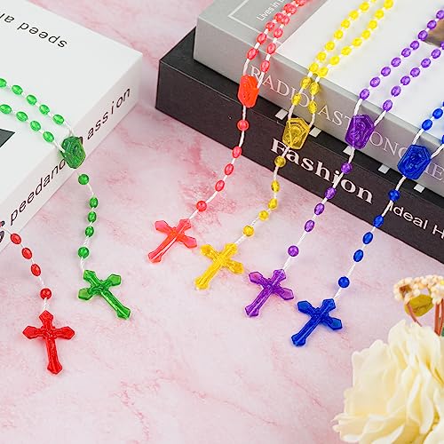 SHAOQINLIN 36-Pack Plastic Rosaries - 6 Assorted Colors, 17 Inch Catholic Prayer Beads