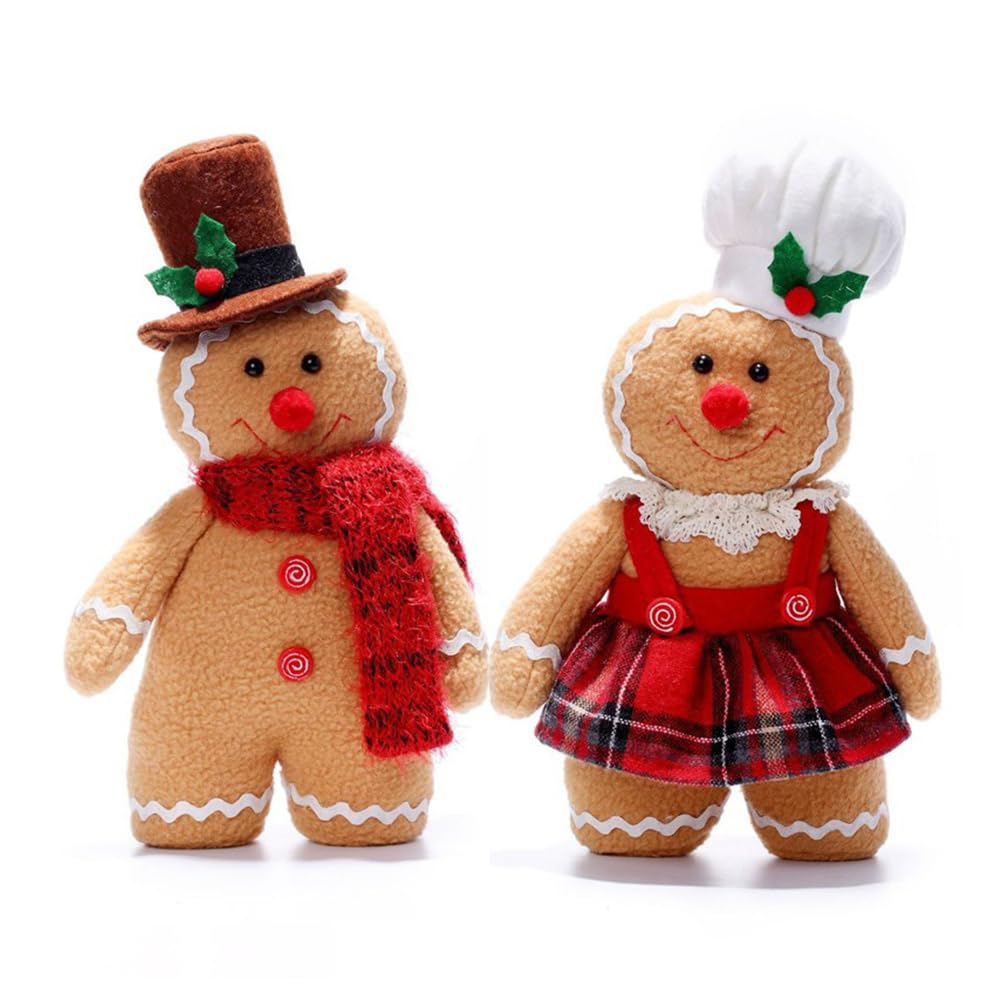 Shapeazy Gingerbread Plush Set – 11.8-Inch Stuffed Gingerbread Boy and Girl for Christmas Decor and Gifts