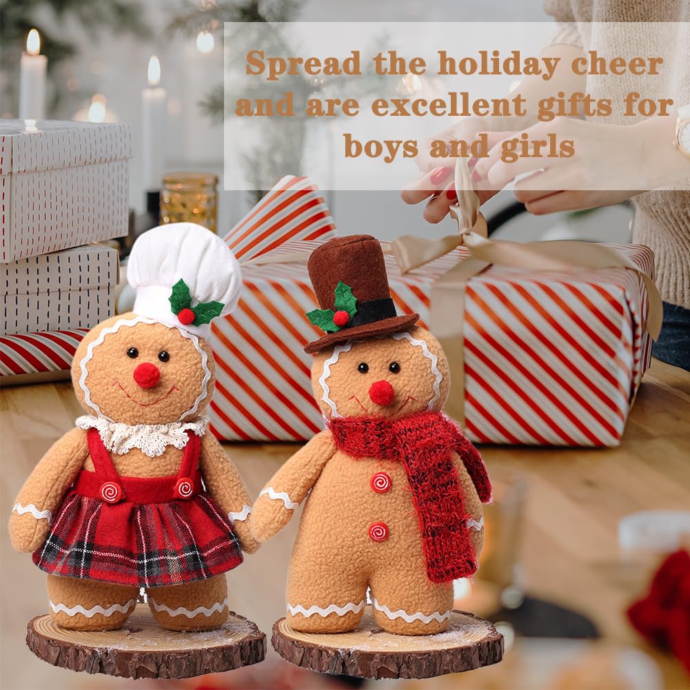 Shapeazy Gingerbread Plush Set – 11.8-Inch Stuffed Gingerbread Boy and Girl for Christmas Decor and Gifts
