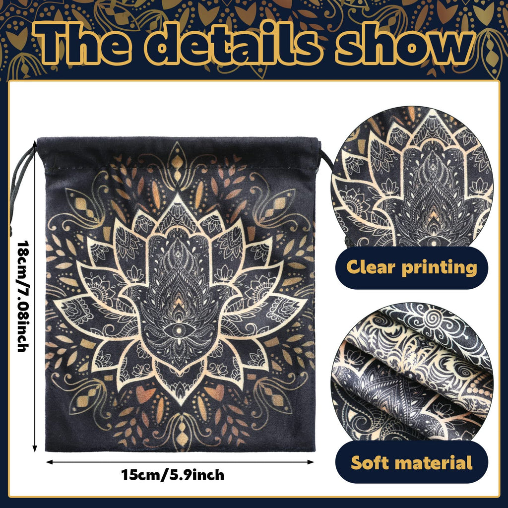 Shappy 6-Pack Velvet Drawstring Storage Bags - Assorted Patterns for Tarot Cards, Dice, Jewelry, 7.1 x 5.9 Inches