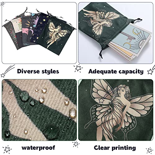 Shappy 6-Piece Velvet Tarot Card Storage Bags – Drawstring Pouches, 7.1 x 5.9 Inches (Classic Style)