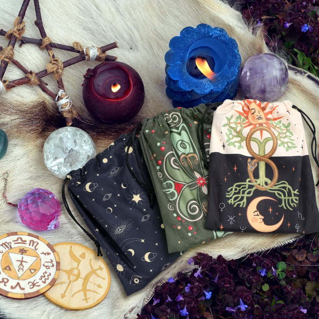 Shappy 6-Piece Velvet Tarot Card Storage Bags – Drawstring Pouches, 7.1 x 5.9 Inches (Classic Style)