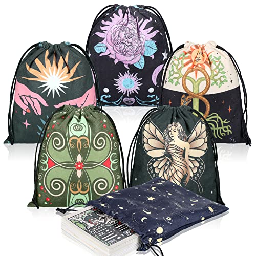 Shappy 6-Piece Velvet Tarot Card Storage Bags – Drawstring Pouches, 7.1 x 5.9 Inches (Classic Style)