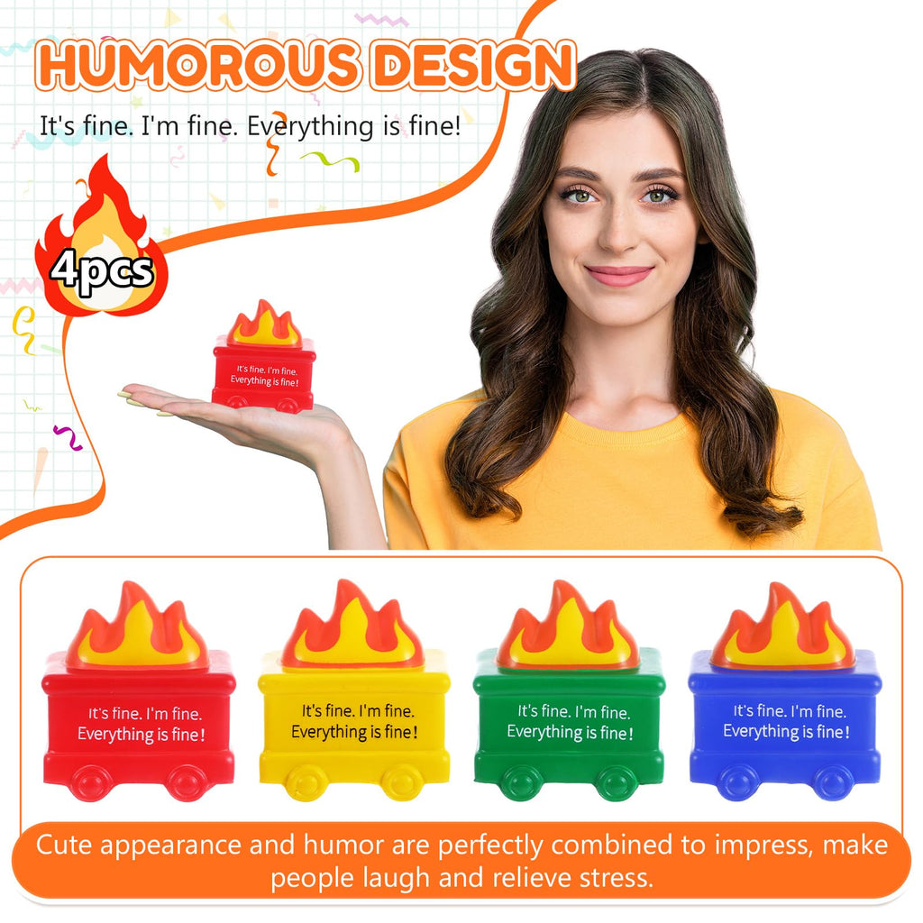 Shappy Dumpster Stress Relief Balls 4-Pack: Humorous PU Foam Fidget Toys for Anxiety