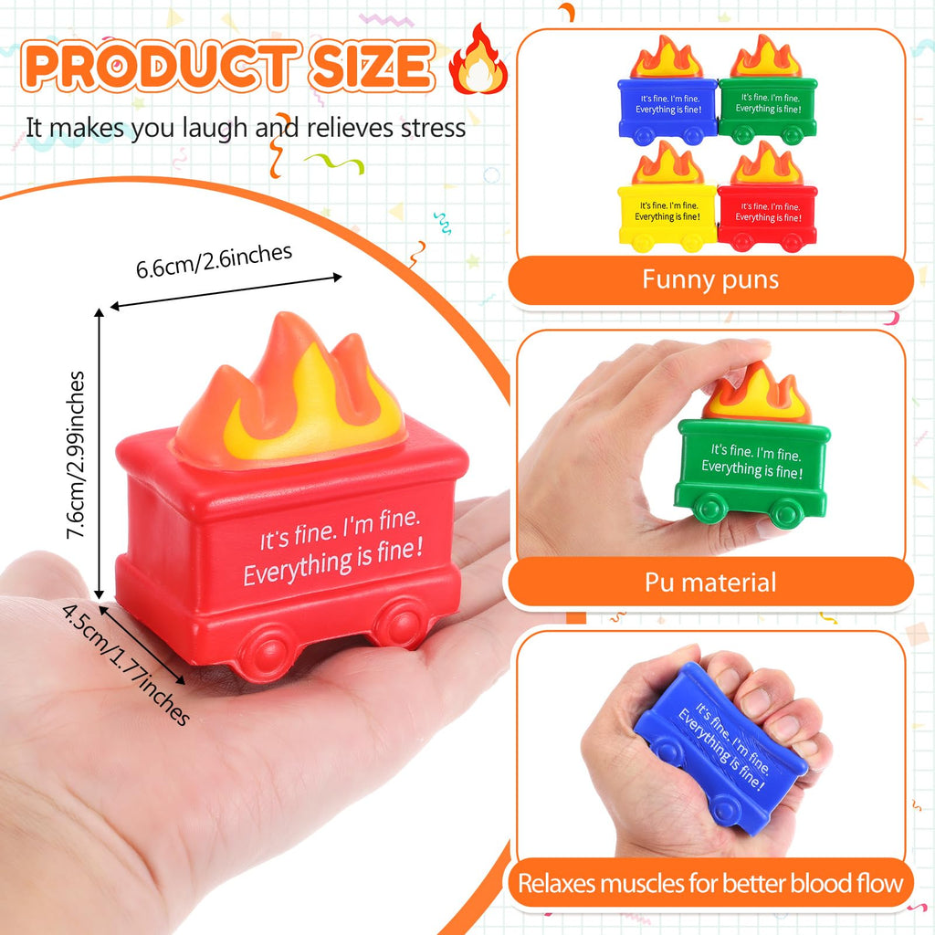 Shappy Dumpster Stress Relief Balls 4-Pack: Humorous PU Foam Fidget Toys for Anxiety