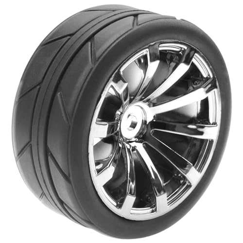 ShareGoo 2.55" OD Rubber Tires with Plastic Rims – 12mm Hex – 4-Pack for 1/10 RC On-Road Cars