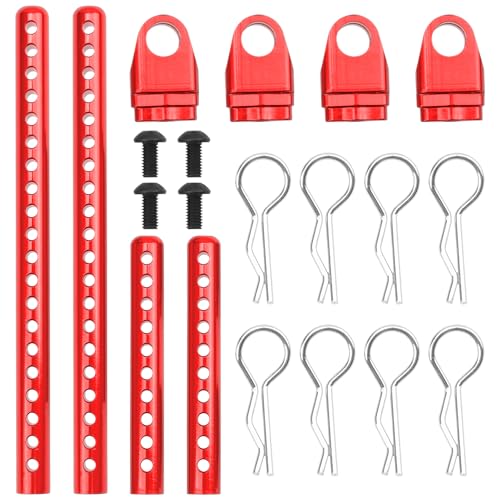ShareGoo Metal RC Body Post Mounts for Tamiya TT02 (Red) - 45mm & 85mm Aluminium Alloy Upgrade