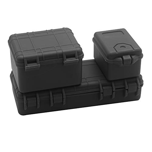ShareGoo RC Luggage Case Set – 3-Piece Simulation Decoration & Storage for 1/10 Scale Rock Crawlers (Black)