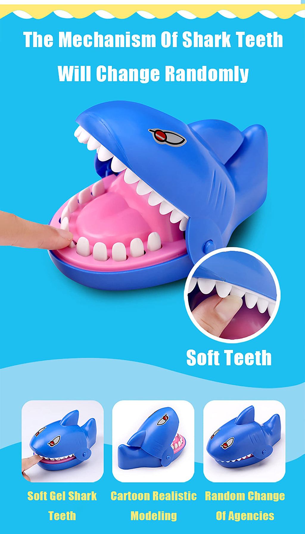 Shark Bite Game for Kids – Biting Finger Push Teeth Down Toy, Blue Shark by MAYTRBOU