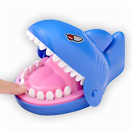 Shark Bite Game for Kids – Biting Finger Push Teeth Down Toy, Blue Shark by MAYTRBOU