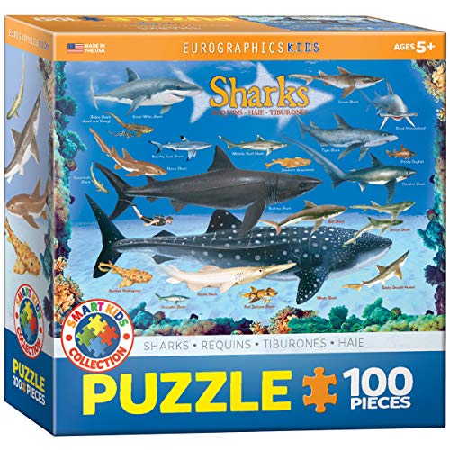 Sharks 100-Piece Jigsaw Puzzle – 13x19 Inches, Eco-Friendly, FSC Certified
