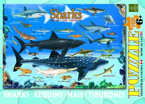 Sharks 100-Piece Jigsaw Puzzle – 13x19 Inches, Eco-Friendly, FSC Certified