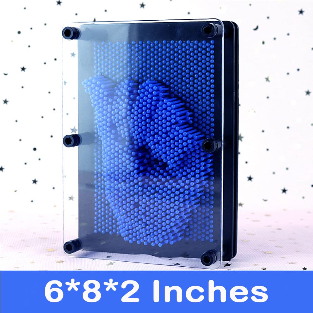 Sharkwill 3D Pin Art Board – Blue Plastic Push Pin Toy, 6x8 Inches