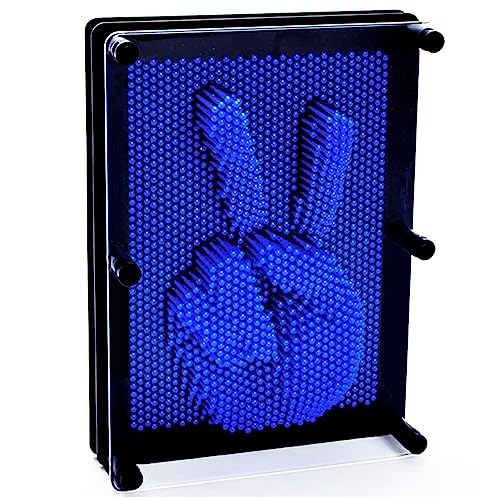 Sharkwill 3D Pin Art Board – Blue Plastic Push Pin Toy, 6x8 Inches