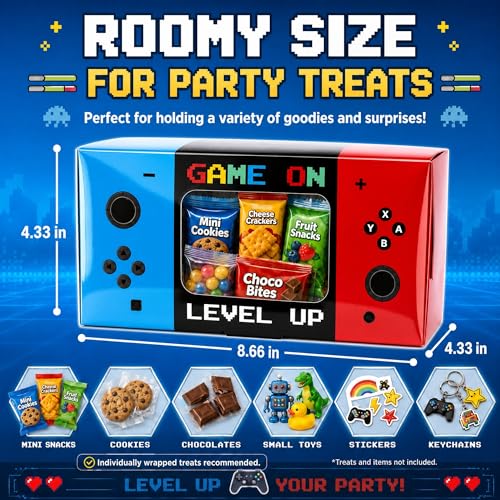 Shescrzionu 12-Pack Video Game Party Favor Boxes with Window – Gamer Birthday Decorations