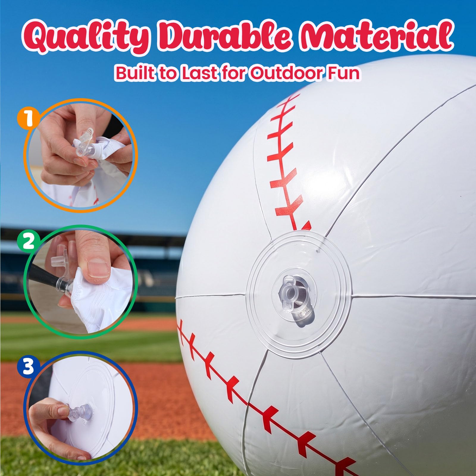 Shindel 27-Inch Inflatable Baseball - Giant Beach Ball for Sports Parties & Pool Fun