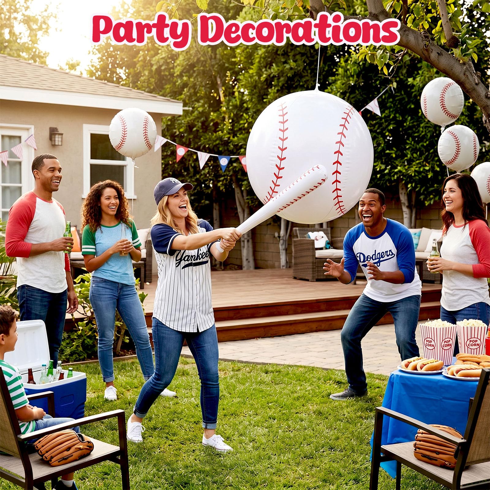 Shindel 27-Inch Inflatable Baseball - Giant Beach Ball for Sports Parties & Pool Fun
