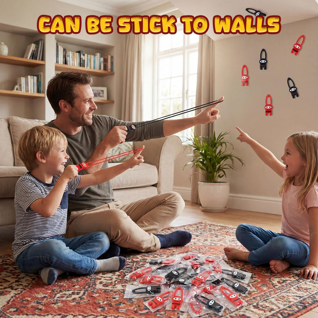 Shindel 40-Pack Flying Ninja Slingshot Toys – Bulk Party Favors, Classroom Prizes, Stress Relief