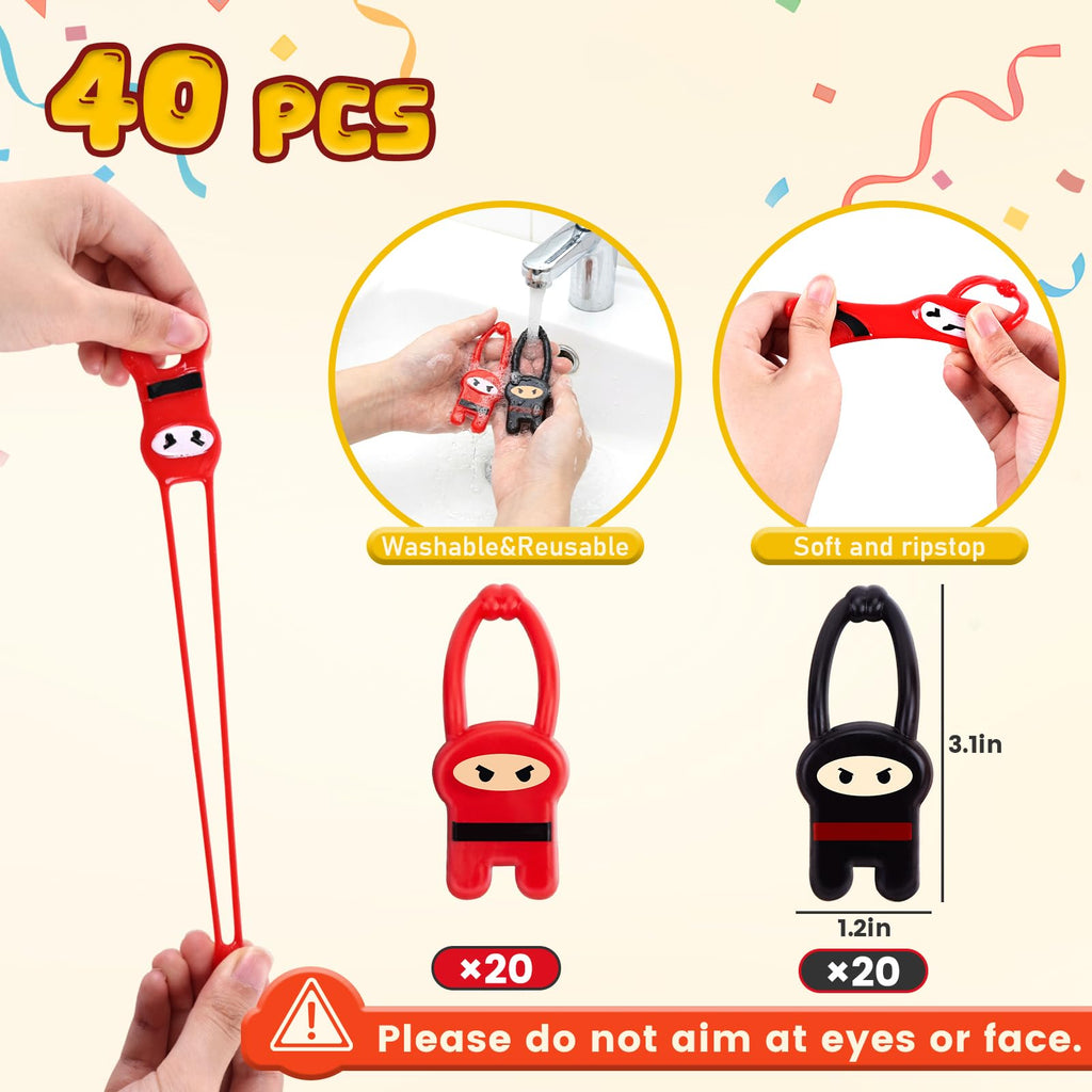 Shindel 40-Pack Flying Ninja Slingshot Toys – Bulk Party Favors, Classroom Prizes, Stress Relief