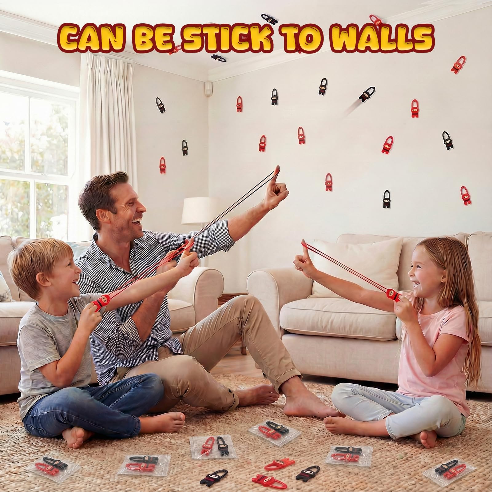 Shindel 40 Pack Stretchy Slingshot Ninjas for Party Favors, Classroom Prizes, and Stress Relief